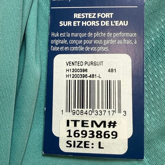 HUK Pursuit Performance Shirt Size L Crew Neck Pullover Sun Protection Fishing - Picture 5 of 16